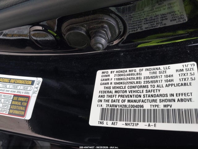 Aukcja sprzedaży 2020 Honda Cr-v 2wd Lx, vin: 7FARW1H28LE004096, numer aukcji: 45474437