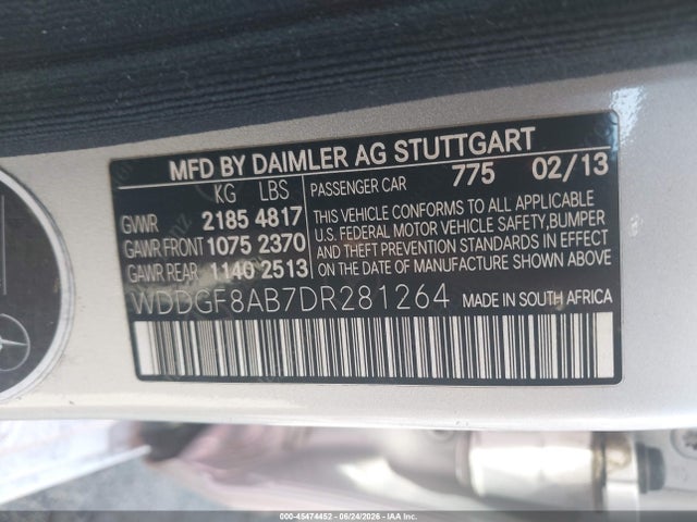 Aukcja sprzedaży 2013 Mercedes-benz C 300 Sport 4matic, vin: WDDGF8AB7DR281264, numer aukcji: 45474452