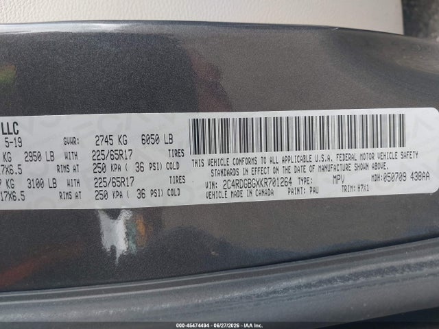 Dodge Grand Caravan Se 2019 2C4RDGBGXKR701264 Image 9