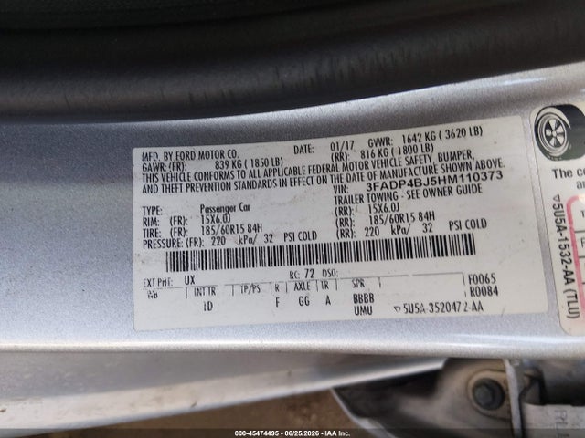 Ford FIESTA SE 2017 3FADP4BJ5HM110373 Image 9