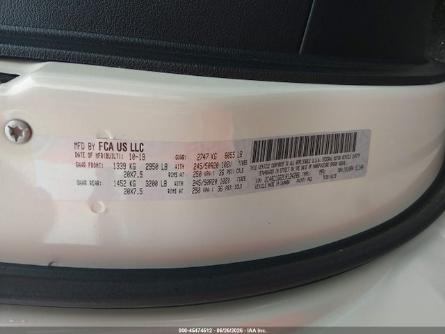 45474512 :رقم المزاد ، 2C4RC1GG2LR124286 vin ، 2020 Chrysler Pacifica 35th Anniversary Limited مزاد بيع