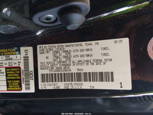 Toyota Tundra Sr5 2025 5TFLA5DBXSX286436 Image 9