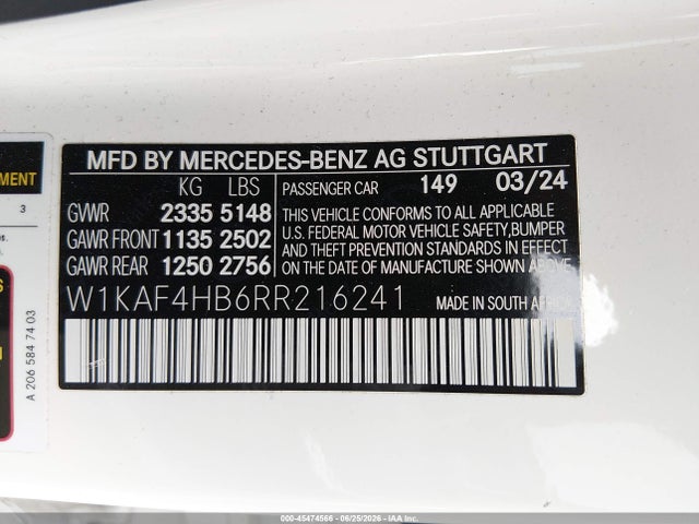 W1KAF4HB6RR216241 Mercedes-Benz C 300