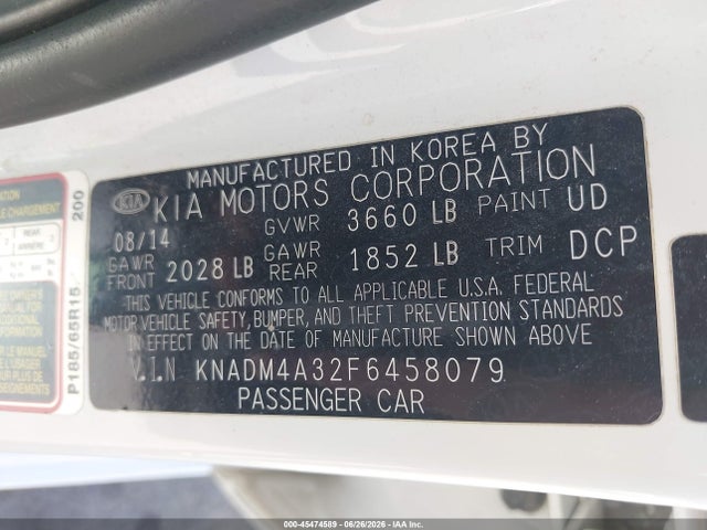 KIA RIO LX 2015 KNADM4A32F6458079 Image 9