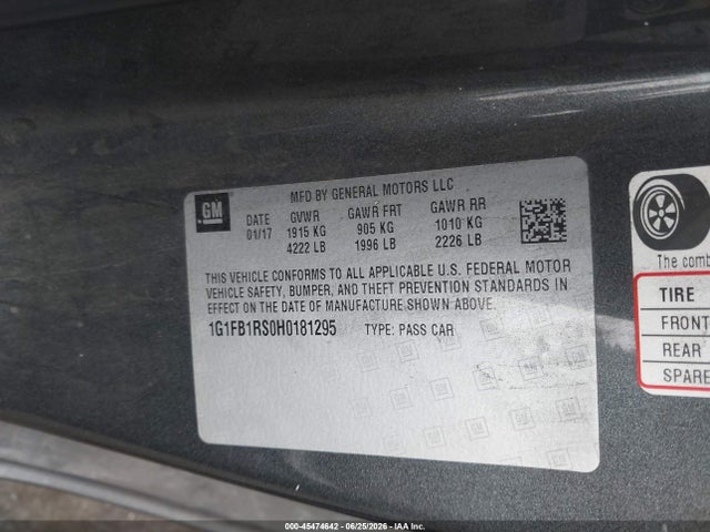 Chevrolet Camaro 1lt 2017 1G1FB1RS0H0181295 Image 9