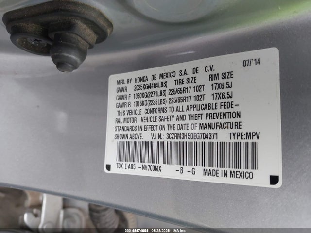 Honda CR-V EX 2014 3CZRM3H50EG704371 Image 9