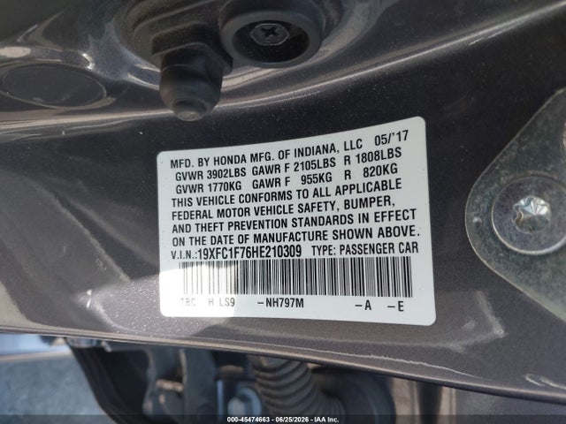 Honda Civic Ex-l 2017 19XFC1F76HE210309 Image 9