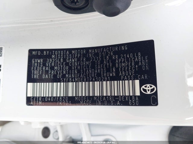 Toyota COROLLA LE 2026 5YFB4MDE8TP410291 Image 9