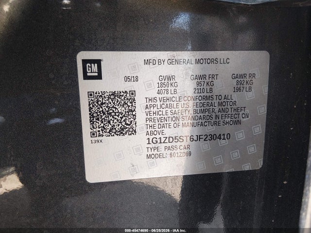 Chevrolet MALIBU LT 2018 1G1ZD5ST6JF230410 Image 9