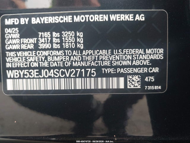 WBY53EJ04SCV27175 BMW I7 Xdrive60