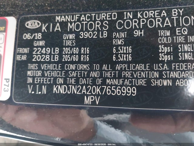 Auction sale of the 2019 Kia Soul, vin: KNDJN2A20K7656999, lot number: 45474723
