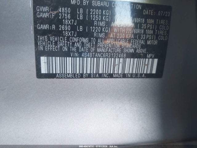 Продаж на аукціоні авто 2024 Subaru Outback Limited, vin: 4S4BTANC6R3132468, номер лоту: 45474731