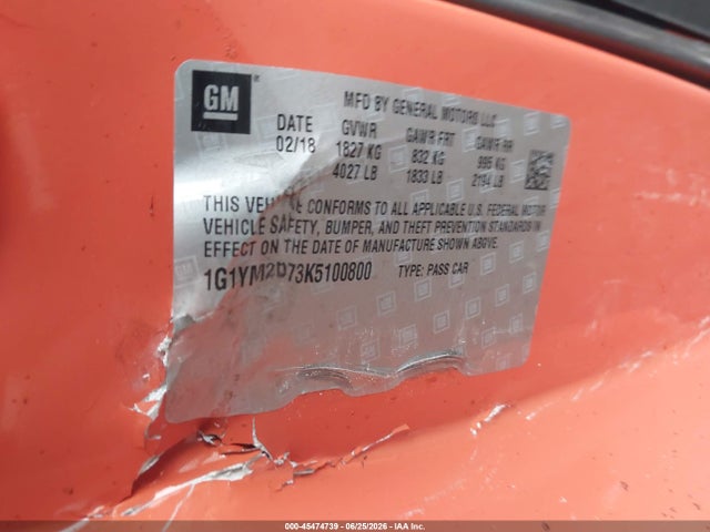 Chevrolet Corvette Stingray Z51 2019 1G1YM2D73K5100800 Image 9
