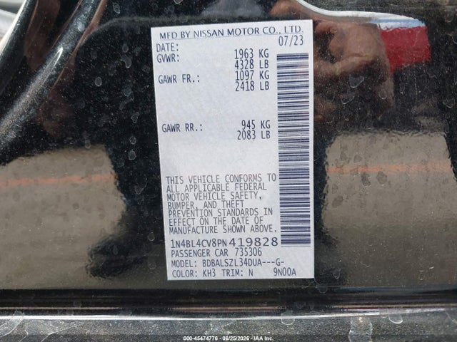 1N4BL4CV8PN419828 Nissan Altima Sr Fwd