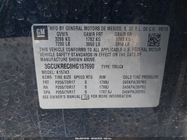 Chevrolet Silverado 1500 Lt 2017 3GCUKREC8HG157690 Image 9