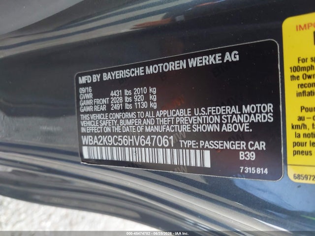 45474782 :رقم المزاد ، WBA2K9C56HV647061 vin ، 2017 Bmw 230i مزاد بيع