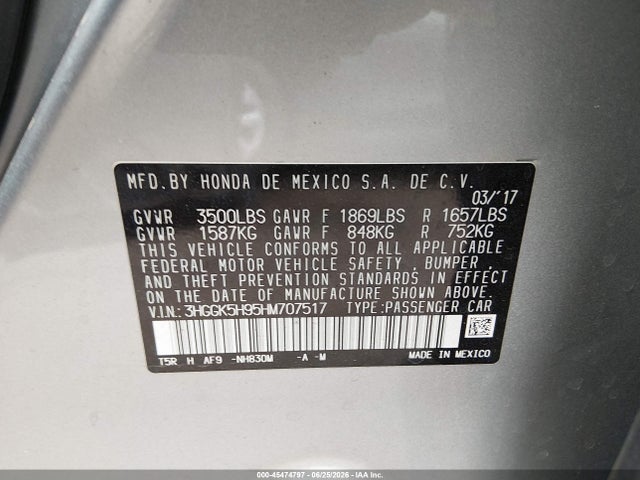 3HGGK5H95HM707517 Honda Fit Ex-l