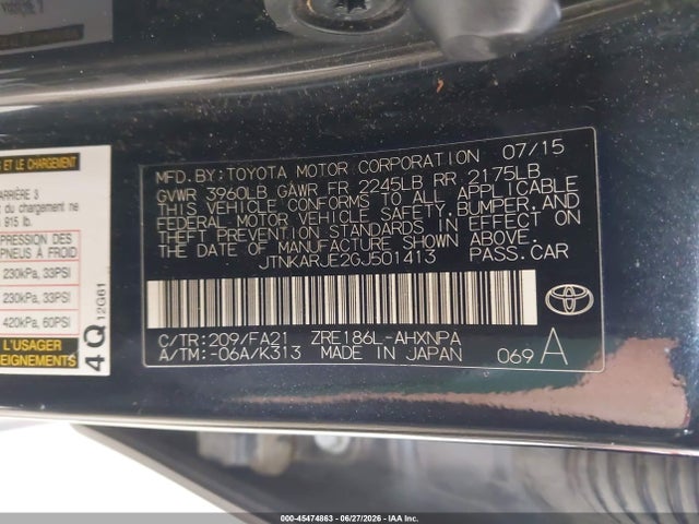 2016 Scion Im მანქანა იყიდება აუქციონზე, vin: JTNKARJE2GJ501413, აუქციონის ნომერი: 45474863