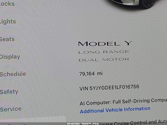 Продажа на аукционе авто 2020 Tesla Model Y Long Range Dual Motor All-wheel Drive, vin: 5YJYGDEE1LF016756, номер лота: 45474893