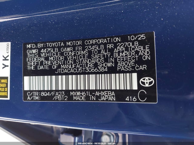 JTDACACU5T3066384 Toyota Prius Plug-in Hybrid Se