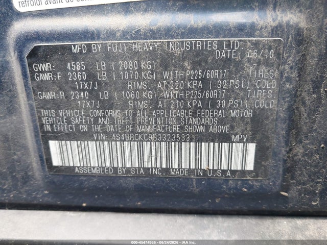 Продаж на аукціоні авто 2011 Subaru Outback 2.5i Limited, vin: 4S4BRCKC9B3323533, номер лоту: 45474966