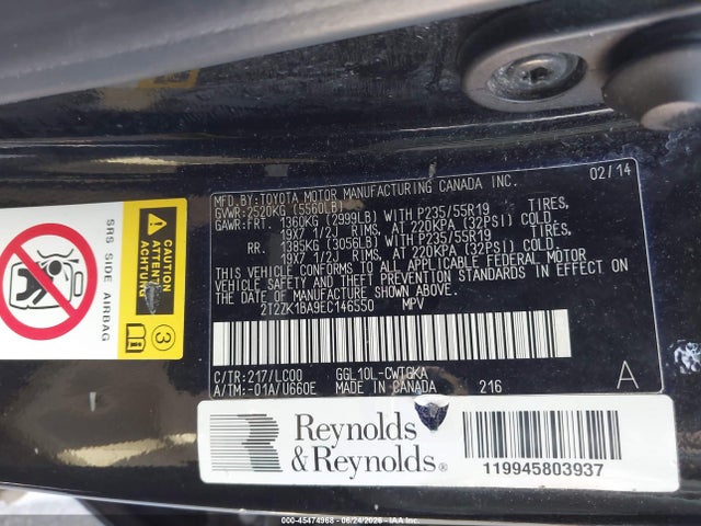 45474968 :رقم المزاد ، 2T2ZK1BA9EC146550 vin ، 2014 Lexus Rx 350 مزاد بيع