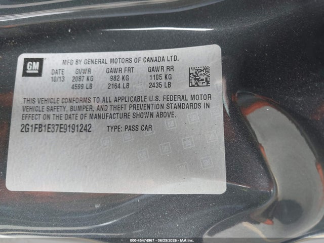 Chevrolet Camaro 1lt 2014 2G1FB1E37E9191242 Image 9