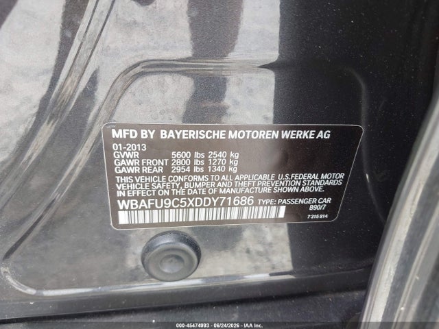 45474993 :رقم المزاد ، WBAFU9C5XDDY71686 vin ، 2013 Bmw 550i Xdrive مزاد بيع