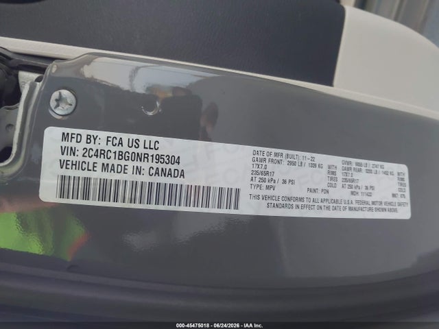 Chrysler Pacifica Touring L 2022 2C4RC1BG0NR195304 Image 9