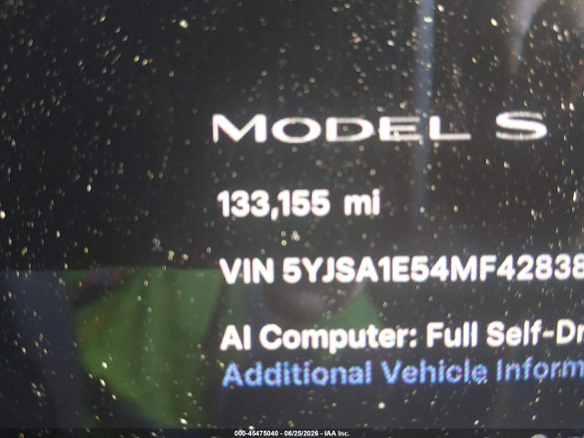 Продаж на аукціоні авто 2021 Tesla Model S Long Range Dual Motor All-wheel Drive, vin: 5YJSA1E54MF428385, номер лоту: 45475040