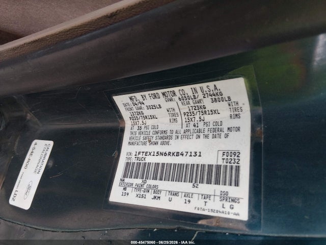 Aukcja sprzedaży 1994 Ford F150, vin: 1FTEX15N6RKB47131, numer aukcji: 45475060