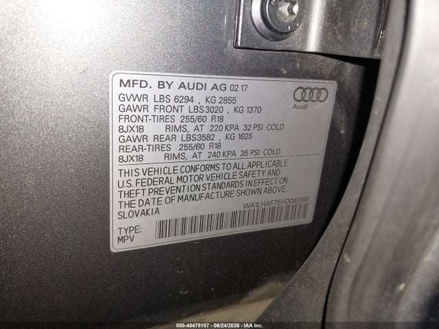 WA1LHAF75HD045188 Audi Q7 2.0t Premium