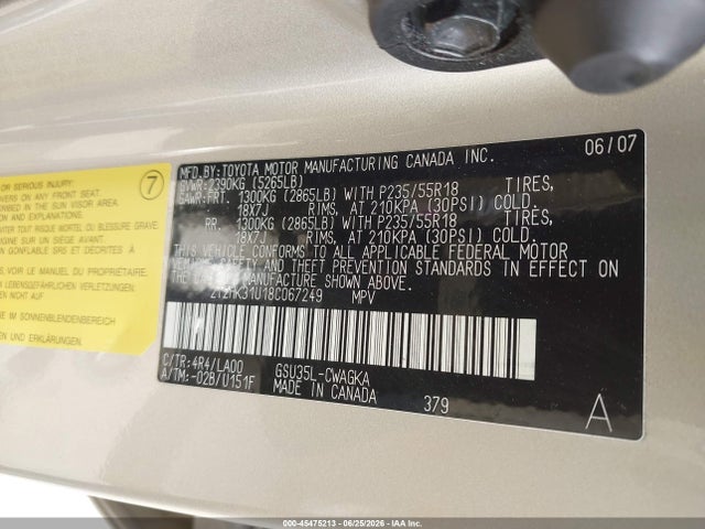 Aukcja sprzedaży 2008 Lexus Rx 350, vin: 2T2HK31U18C067249, numer aukcji: 45475213