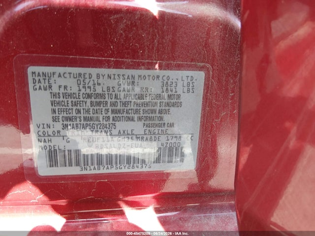 Nissan SENTRA SV 2016 3N1AB7AP5GY284375 Image 9