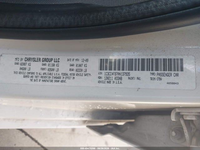 45475266 :رقم المزاد ، 1C3CC4FB7AN137935 vin ، 2010 Chrysler Sebring Touring مزاد بيع