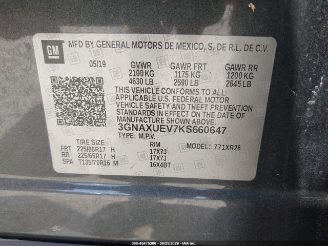 Chevrolet EQUINOX LT 2019 3GNAXUEV7KS660647 Image 9