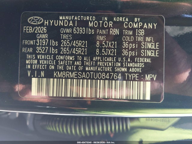 Hyundai Palisade Hev Calligraphy 2026 KM8RMESA0TU084764 Image 9