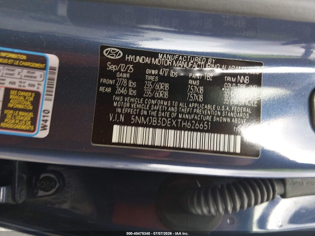 Продажа на аукционе авто 2026 Hyundai Tucson Sel, vin: 5NMJB3DEXTH626651, номер лота: 45475348