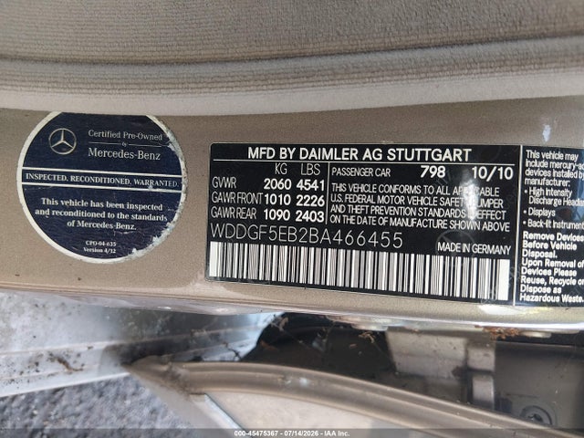 Aukcja sprzedaży 2011 Mercedes-benz C 300, vin: WDDGF5EB2BA466455, numer aukcji: 45475367