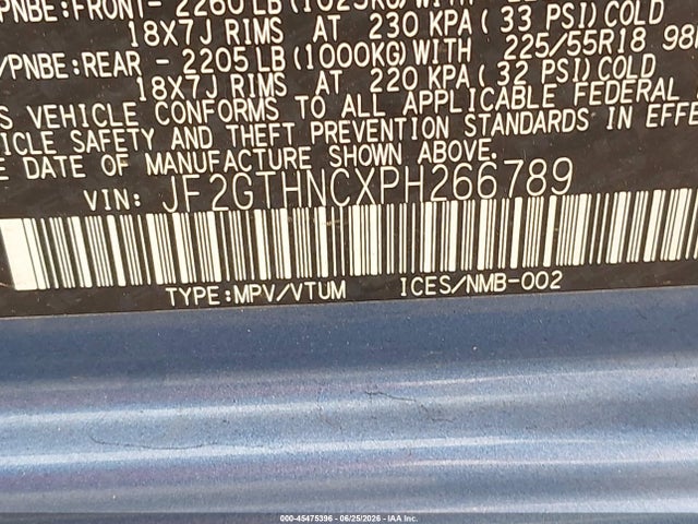 Aukcja sprzedaży 2023 Subaru Crosstrek Limited, vin: JF2GTHNCXPH266789, numer aukcji: 45475396