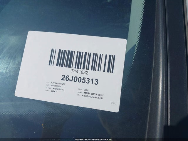 45475429 :رقم المزاد ، 4JGBB86E18A430240 vin ، 2008 Mercedes-benz M-class 3.5l مزاد بيع