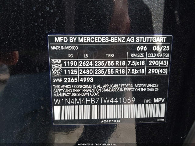 45475532 :رقم المزاد ، W1N4M4HB7TW441069 vin ، 2026 Mercedes-benz Glb 250 4matic مزاد بيع