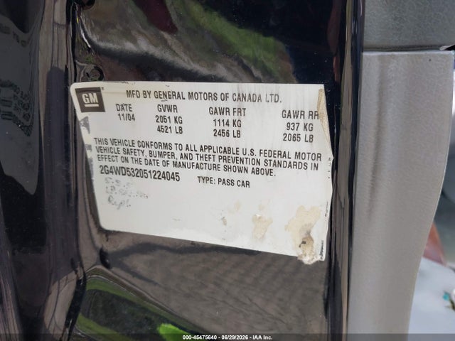 Aukcja sprzedaży 2005 Buick Lacrosse Cxl, vin: 2G4WD532051224045, numer aukcji: 45475640