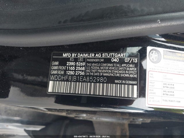 Продаж на аукціоні авто 2014 Mercedes-benz E 350 4matic, vin: WDDHF8JB1EA852980, номер лоту: 45475672