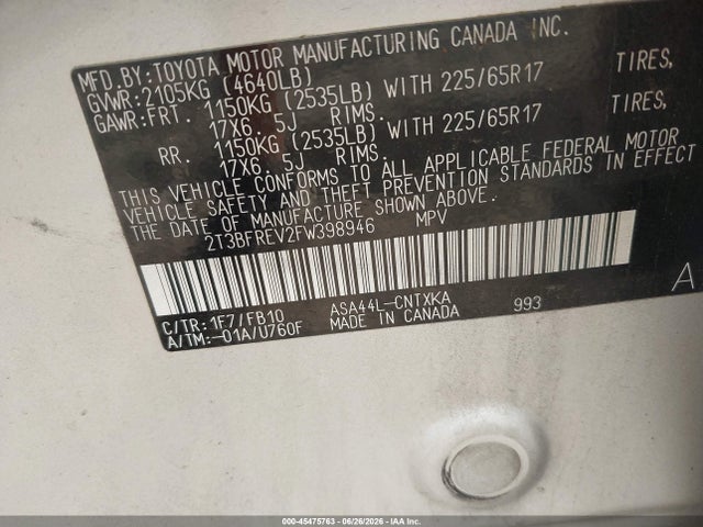 Toyota RAV4 LE 2015 2T3BFREV2FW398946 Image 9