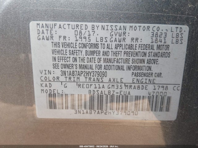 Nissan SENTRA S 2017 3N1AB7AP2HY379090 Image 9