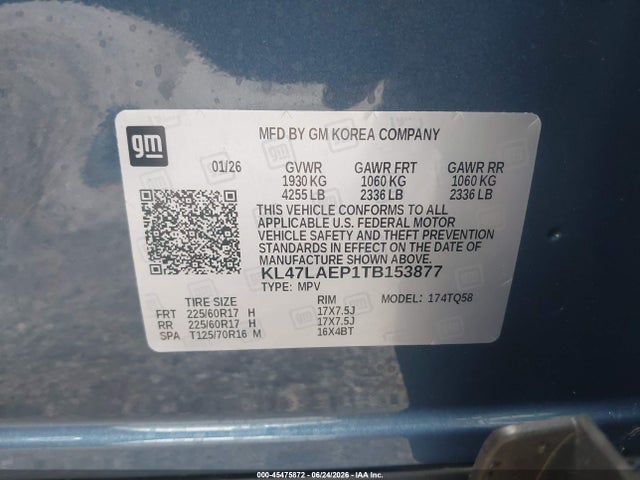 Продаж на аукціоні авто 2026 Buick Envista Preferred Fwd, vin: KL47LAEP1TB153877, номер лоту: 45475872