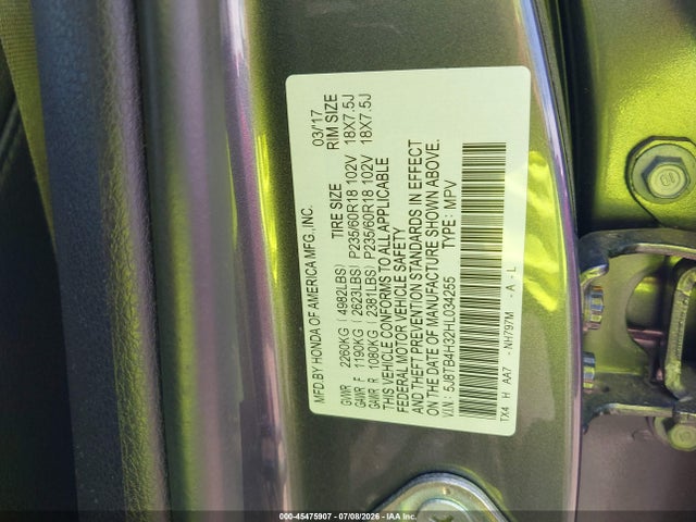 45475907 :رقم المزاد ، 5J8TB4H32HL034255 vin ، 2017 Acura Rdx Acurawatch Plus Package مزاد بيع