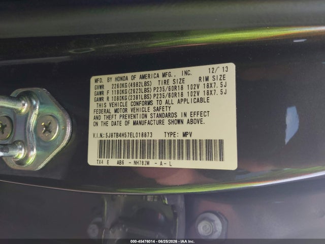 2014 Acura Rdx მანქანა იყიდება აუქციონზე, vin: 5J8TB4H57EL018873, აუქციონის ნომერი: 45476014