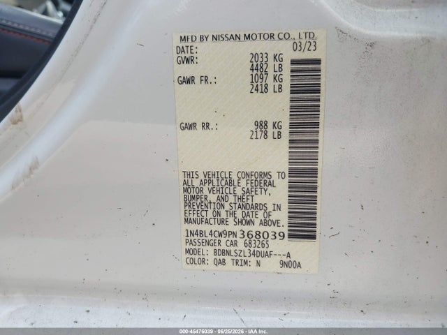 Nissan Altima Sr Intelligent Awd 2023 1N4BL4CW9PN368039 Image 9